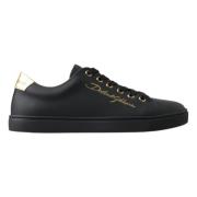 Zwart-Gouden Klassieke Leren Sneakers Dolce & Gabbana , Black , Dames