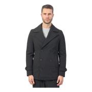 Zwarte dubbelrijige jas voor de winter Mulish , Black , Heren