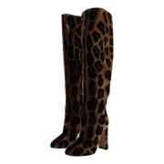 Bruine Giraffe Fluweel Leren Kniehoge Laarzen Dolce & Gabbana , Brown ...