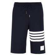 Navy Blauwe 4-Bar Sweatshorts Thom Browne , Blue , Heren