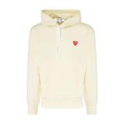 Ivoor hoodie met rode hart Comme des Garçons Play , Beige , Heren