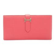 Pre-owned Leather wallets Hermès Vintage , Pink , Dames