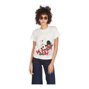 Wit Minnie Print Crew-Neck T-shirt Comme des Garçons , White , Dames