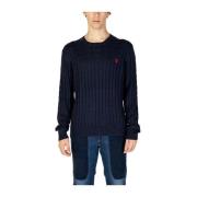 Blauwe Gebreide Trui Katoen Kasjmiermix U.s. Polo Assn. , Blue , Heren