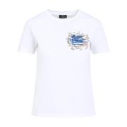 Witte Pegaso Logo T-shirt Etro , White , Dames