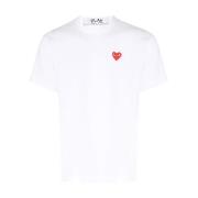 Wit Hart Logo T-shirt Comme des Garçons Play , White , Heren