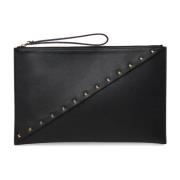 Zwarte Rockstud Leren Pouch met Studs Valentino Garavani , Black , Dam...