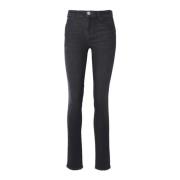 Hoge Taille Skinny Jeans Wit Logo Emporio Armani , Black , Dames