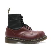 Bordeaux Leren Laarzen met Paneeldesign Dr. Martens , Red , Dames