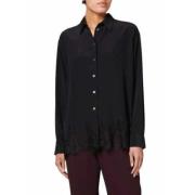 Zwarte Oversized Kant Zijden Chemise Paul Smith , Black , Dames