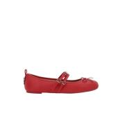 Rode platte schoenen van geitenleer Pinko , Red , Dames