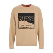 ML Logo Katoenen Sweatshirt - Beige Guess , Beige , Heren