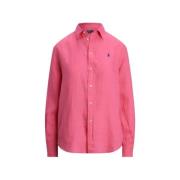 Linnen overhemd met puntkraag Polo Ralph Lauren , Pink , Dames