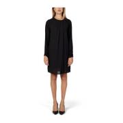 Elegante Zwarte Polyester Midi Jurk Sandro Ferrone , Black , Dames