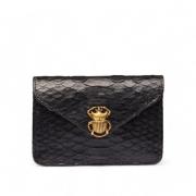 Zwarte Python Enveloppe Kaarthouder Claris Virot , Black , Heren