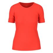 Stretch katoenen geribbeld longsleeve shirt Marc Cain , Red , Dames