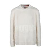 Acryl Blend Sweater Mannen Collectie Tommy Jeans , White , Heren