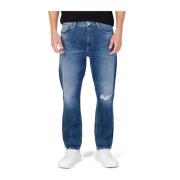 Blauwe Tapered Katoenmix Jeans Tommy Jeans , Blue , Heren