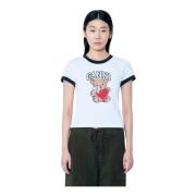 Grafische Print Bear Jersey T-Shirt Ganni , Gray , Dames