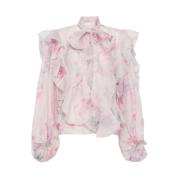 Lila Strik Kraag Pof Mouw Shirt Zimmermann , Pink , Dames