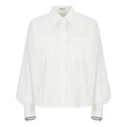 Witte Katoenen Shirt met Kraag Brunello Cucinelli , White , Dames