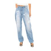 Gescheurde Jeans Rechte Snit Armani Jeans , Blue , Dames