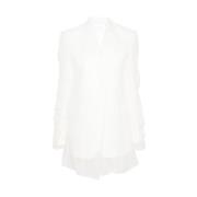 Witte Zijde Laag Jas met Organza Overlay Sportmax , White , Dames