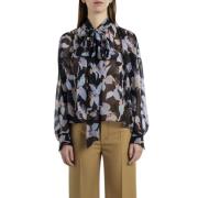 Bloemig zijden Georgette stromende blouse Chloé , Multicolor , Dames