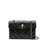 Zwarte Leren Schoudertas met Chevron Padding Kurt Geiger , Black , Dam...