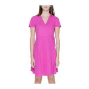 Linnen Blend Midi Jurk Lente/Zomer Only , Pink , Dames