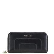 Pre-owned Leather wallets Bvlgari Vintage , Black , Dames