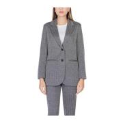 Zwarte Blazer Herfst/Winter Collectie Ichi , Gray , Dames