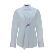 Poplin Shirt met Juweel Applicatie Prada , White , Dames