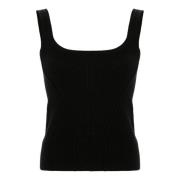 Zwarte Wol Kasjmier Tanktop Ermanno Scervino , Black , Dames