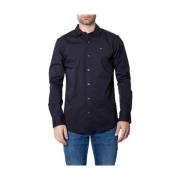 Zwart Katoenen Overhemd Lange Mouw Tommy Jeans , Black , Heren