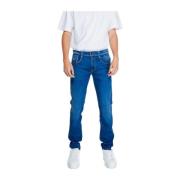 Blauwe Katoenen Jeans met Elastaanmix Replay , Blue , Heren