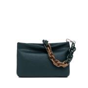 Clutch tas van gehamerd leer met ketting Gianni Chiarini , Green , Dam...