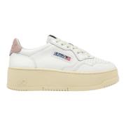 Lage Leren Platform Schoenen Autry , White , Dames