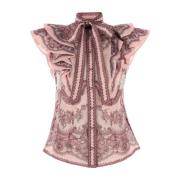 Gedrukte Linnenmix Crush Blouse Zimmermann , Multicolor , Dames