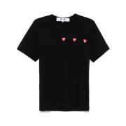 Zwart T-shirt met hartprint en ronde hals Comme des Garçons Play , Bla...