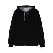 Zwarte Hoodie met Rits Brunello Cucinelli , Black , Heren