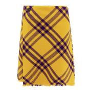 Gele Wollen Rok met Omslag Sluiting Burberry , Yellow , Dames