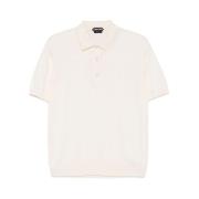 Beige Polo Kraag Gebreide Trui Tom Ford , White , Heren