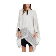 Omkeerbare wollen blend jacquard cape Elisabetta Franchi , Gray , Dame...