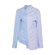 Blauw/Wit Asymmetrisch Pinstripe Overhemd Sacai , Blue , Dames