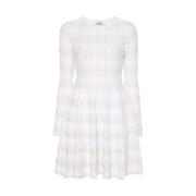 Metallic Draad Jacquard Gebreide Jurk Antonino Valenti , White , Dames