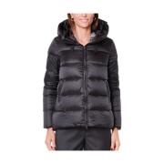 Korte Zwarte Hooded Donsjas BomBoogie , Black , Dames