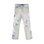 Versleten denim jeans met kristalversiering Who Decides War , Blue , H...