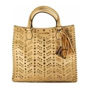 Beige Handtas met Laseruitsparingen en Studs La Carrie , Beige , Dames