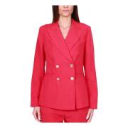 Rode Linnen Double-Breasted Blazer Liu Jo , Red , Dames